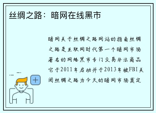 丝绸之路：暗网在线黑市